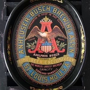 ANHEUSER BUSCH BREWING ASSN Metal Bar Serving Tray